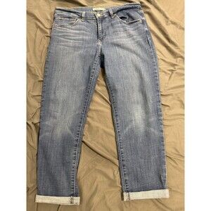 Levi's Womens 30 Blue Boyfriend Relaxed Fit Cuffed Medium Wash Denim Casual